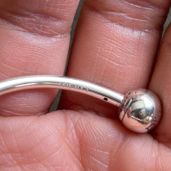 Authentic Pandora Bracelet Bangle Retired Pink Charm & Stoppers - Picture 11 of 12